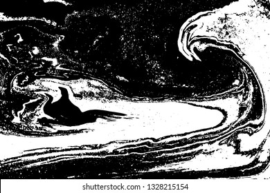 Black and white abstract background. Liquid marble pattern. Monochrome texture. Vector illustration.