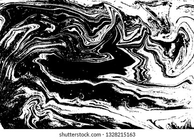 Black and white abstract background. Liquid marble pattern. Monochrome texture. Vector illustration.