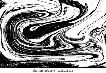 Black and white abstract background. Liquid marble pattern. Monochrome texture. Vector illustration.
