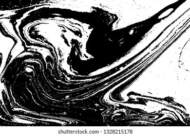 Black and white abstract background. Liquid marble pattern. Monochrome texture. Vector illustration.