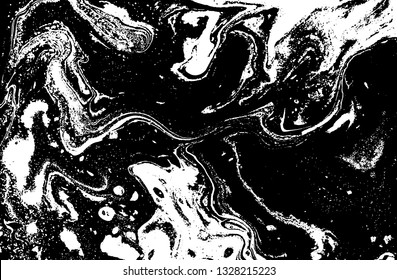 Black and white abstract background. Liquid marble pattern. Monochrome texture. Vector illustration.