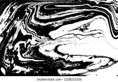 Black and white abstract background. Liquid marble pattern. Monochrome texture. Vector illustration.
