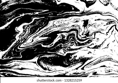 Black and white abstract background. Liquid marble pattern. Monochrome texture. Vector illustration.