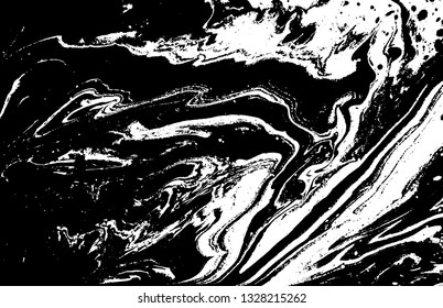 Black and white abstract background. Liquid marble pattern. Monochrome texture. Vector illustration.