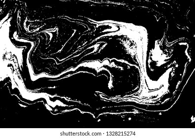 Black and white abstract background. Liquid marble pattern. Monochrome texture. Vector illustration.