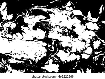 Black and white abstract background. Liquid marble pattern. Monochrome texture. EPS10