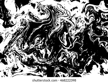 Black and white abstract background. Liquid marble pattern. Monochrome texture. EPS10