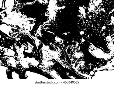 Black and white abstract background. Liquid marble pattern. Monochrome texture. EPS10