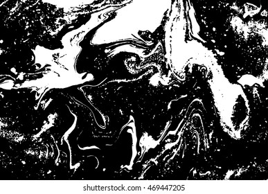 Black and white abstract background. Liquid marble pattern. Monochrome grunge texture. EPS10