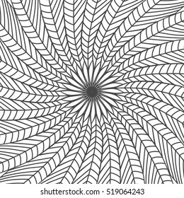 Black and white abstract background made of feathers. Isolated stock vector illustration.