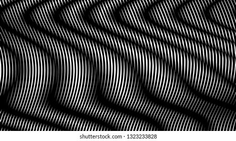 Black and white abstract background with moire effect. Can be used as design of books, websites, accessories for phones and tablet.Background for title, image for blog. Vector illustration.