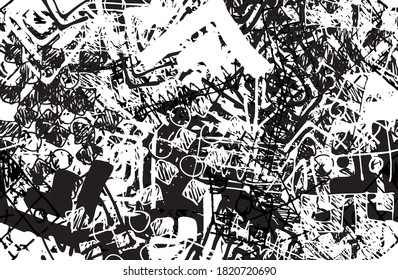 Black and white abstract background. The monochrome pattern is seamless. Chaotic grunge texture