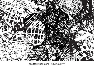 Black and white abstract background. The monochrome pattern is seamless. Chaotic grunge texture