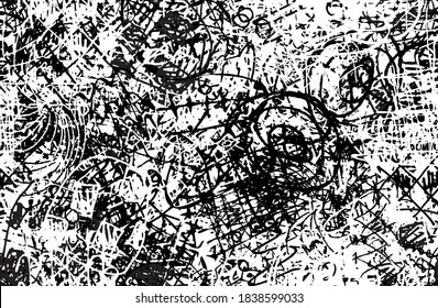 Black and white abstract background. The monochrome pattern is seamless. Chaotic grunge texture