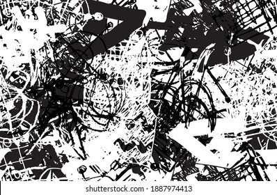 Fondo abstracto en blanco y negro. El patrón monocromo es impecable. Textura caótica de grunge