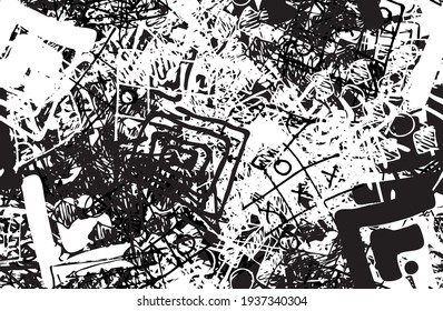Abstrakter schwarz-weißer Hintergrund. Das monochrome Muster ist nahtlos. Chäotische Grunge-Textur