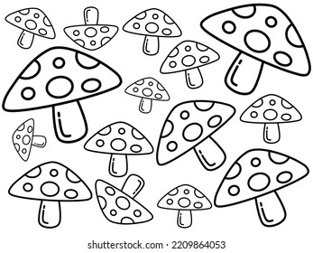 black and white abstract background with mushroom pattern