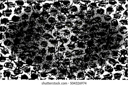 Black and white abstract background with net of circles and symmetrical structure in shape of rugby ball or globe, planet Earth 