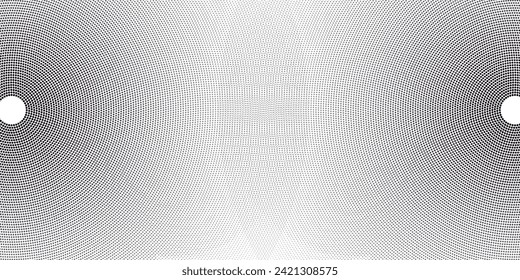 Black and white abstract background patter, circular halftone dots vector design.