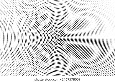 Patrón de fondo abstracto blanco y negro, diseño de Vector de puntos de semitono circular.