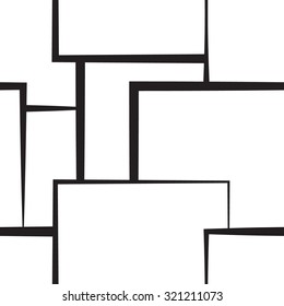 Black and white abstract background with rectangles. Vector seamless pattern for creating card, web page background, wallpaper and textile.