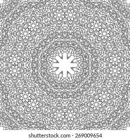 Black and white abstract background. Round ornament. Vector art