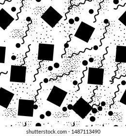 Black and white abstract background seamless pattern