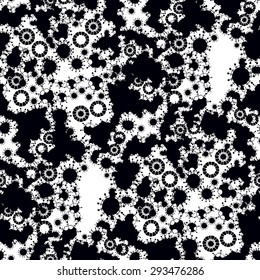 Black and white abstract background in the style of steampunk.
The monochromatic black and white abstract seamless background