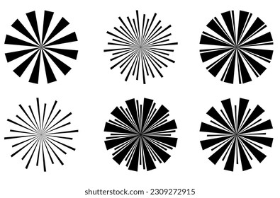 Black and white abstract Background with Sunlight. Vector Illustration. Linear sun rays painted in vintage style. Sunlight set