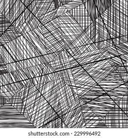 Black and white abstract background. There are lines, stripes and geometric shapes. Can be used as a backdrop or cover for card or something else