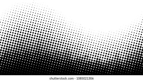 Black and white abstract background with wavy dotted pattern. Halftone effect. Vector illustration.