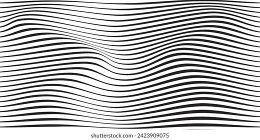 Fondo abstracto en blanco y negro con patrón de línea ondulada