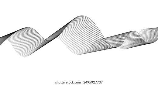 Línea ondulada de fondo abstracto blanco negro. Ilustración vectorial.