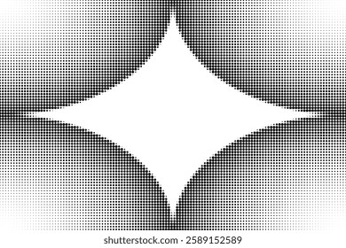 Black and white abstract background with wavy dotted pattern. Halftone effect. Vector illustration.
