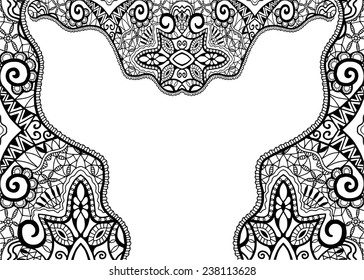 Black and white abstract background, wedding invitation or greeting card design with lace pattern, beautiful luxury postcard, ornate page cover, ornamental vector illustration