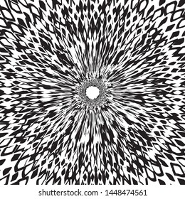 Flor de batik negra y blanca, Petales florales que irradian desde el centro de las vigas delgadas, diseño de estrella fractal, piel animal