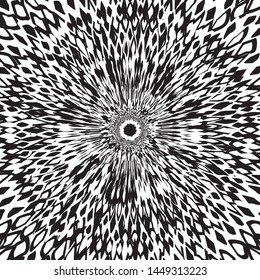 Black And White Abstract Batik Flower, Floral Petals Radiating From the Center of Thin Beams, Star Fractal Design, Animal Skin