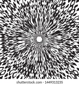 Black And White Abstract Batik Flower, Floral Petals Radiating From the Center of Thin Beams, Star Fractal Design, Animal Skin