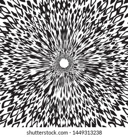 Black And White Abstract Batik Flower, Floral Petals Radiating From the Center of Thin Beams, Star Fractal Design, Animal Skin