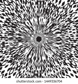 Black And White Abstract Batik Flower, Floral Petals Radiating From the Center of Thin Beams, Star Fractal Design, Animal Skin
