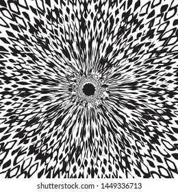 Black And White Abstract Batik Flower, Floral Petals Radiating From the Center of Thin Beams, Star Fractal Design, Animal Skin