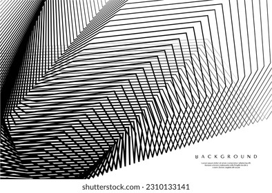 Black and white abstract blend line background. Sharp dynamic lines design.