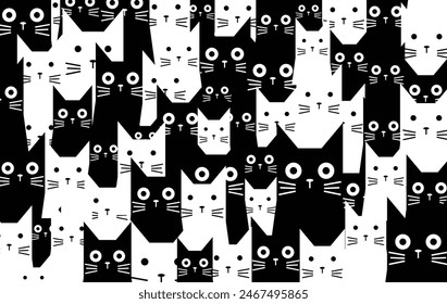 Black and White Abstract Cat Pattern