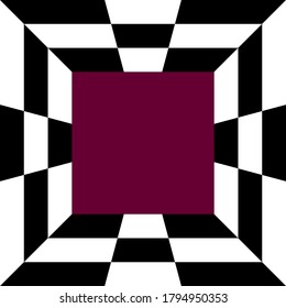Black and white abstract checkerboard in square for background.