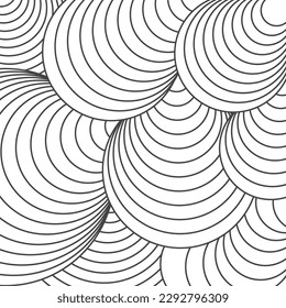 Black and white abstract circle seamless pattern background