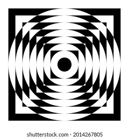 Black and white abstract circle in a square