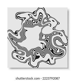 Diseño de onda de círculo abstracto en blanco y negro, ilusión óptica.