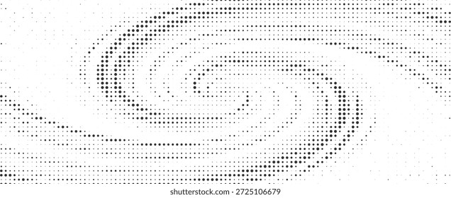 Padrão De Ponto De Meio-Tom Circular Abstrato Preto E Branco Com Movimento De Vórtice De Girar E Ilustração De Vetor De Design Espiral