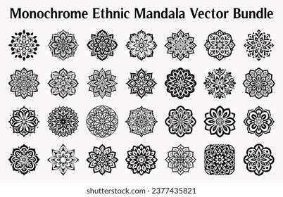 Black and white abstract circular pattern mandala, Mandala Line Drawing Design, Ornamental Mandala with floral patterns, Ornamental luxury mandala pattern