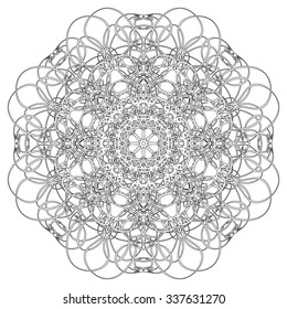 Black and white abstract circular pattern mandala.